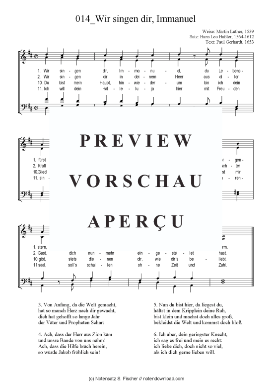 Product picture to: Wir singen dir, Immanuel Chorsatz Alte Meister