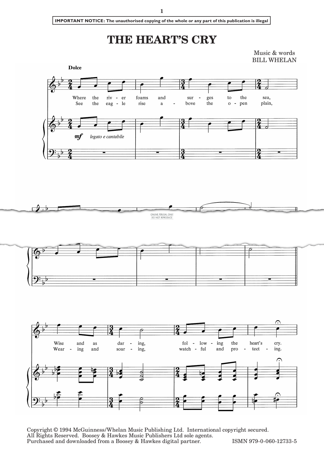 Product gallery: Page 1 of 1 The Heart's Cry (from 'Riverdance'), Bill Whelan