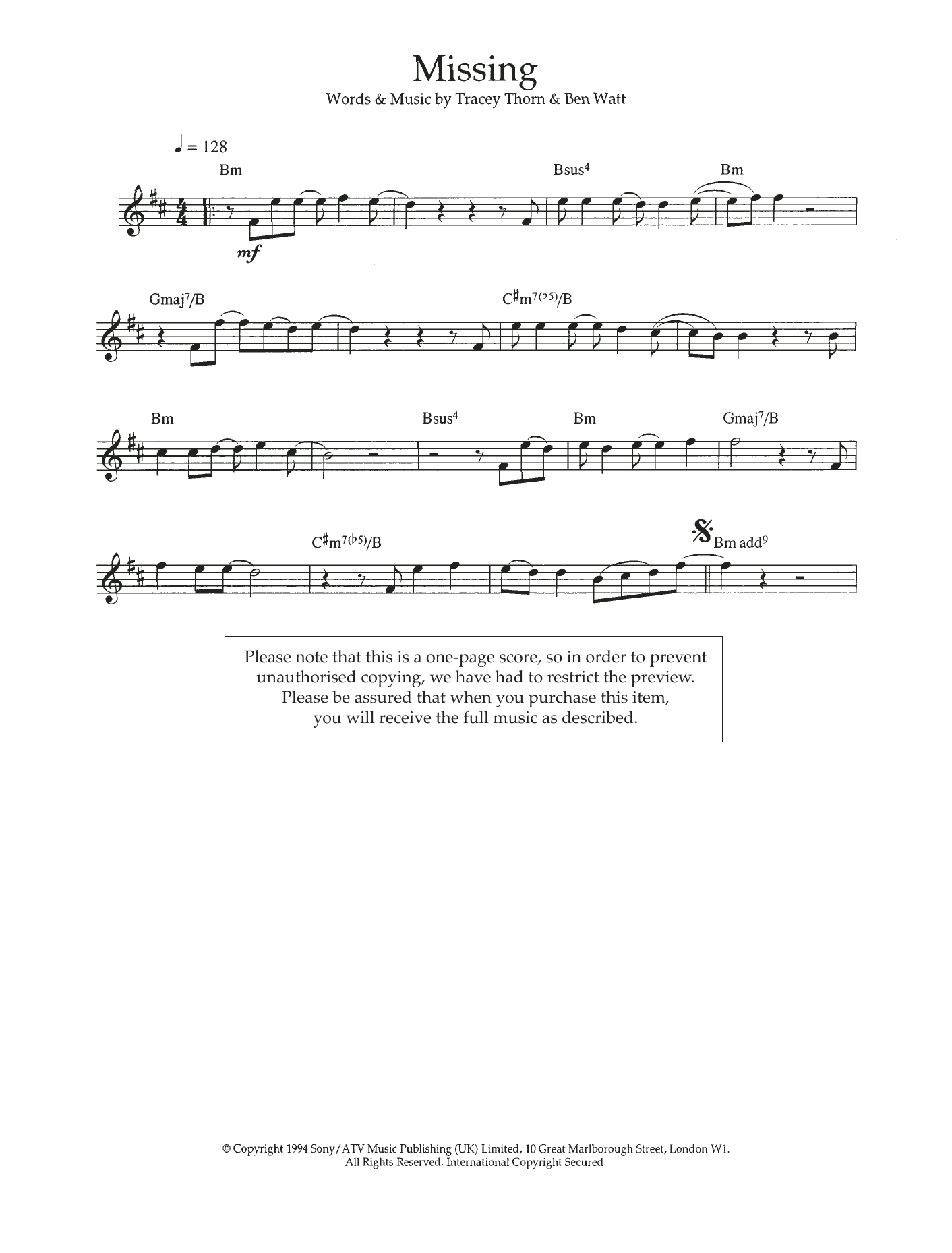Product gallery: Page 1 of 1 Missing, Everything But The Girl