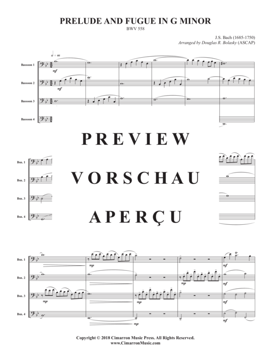 gallery: Prelude and Fugue in g minor , , (Fagott Quartett)