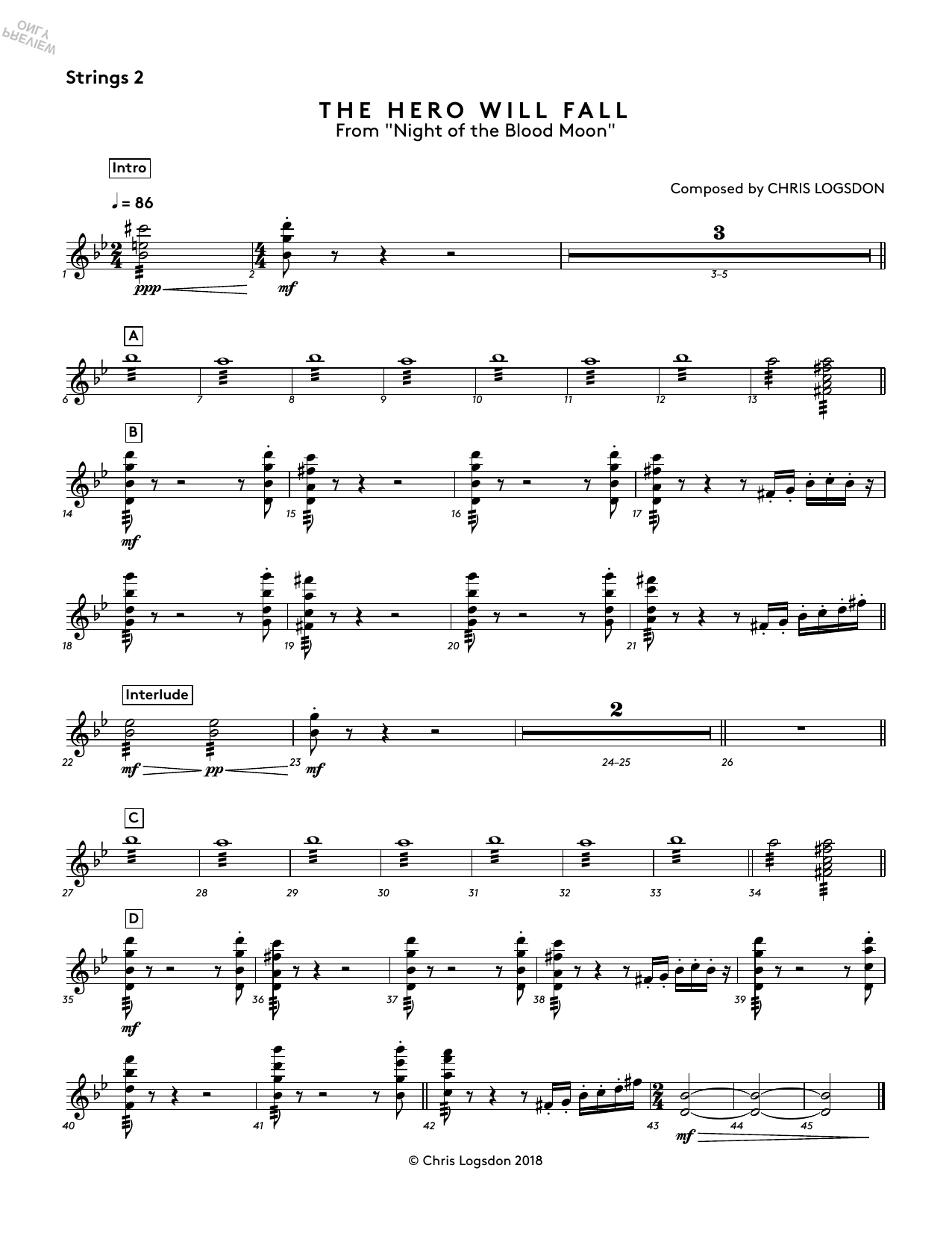 Produktbild zu: The Hero Will Fall (from Night of the Blood Moon) - Strings 2