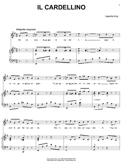 Product gallery: Page 1 of 1 Il cardellino, Neapolitan Song