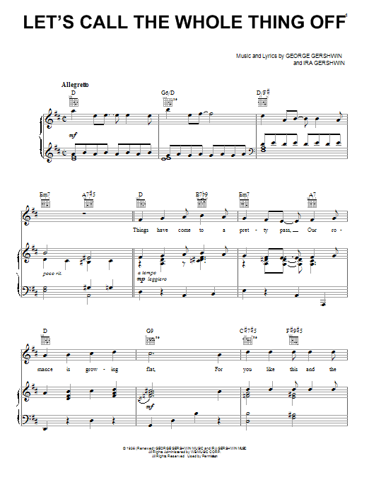 Product gallery: Page 1 of 1 Let's Call The Whole Thing Off, George Gershwin