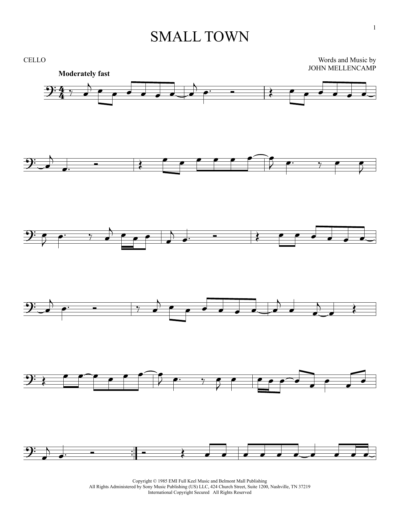 Produktgalerie: Seite 1 von 1 Small Town, John Mellencamp, Violoncello