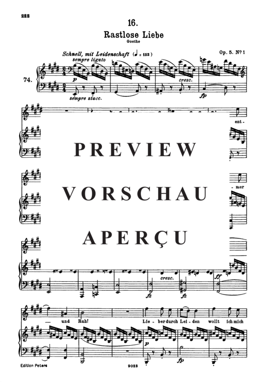 Product gallery: Page 2 of 4 Rastlose Liebe D.138, , High Voice and Piano