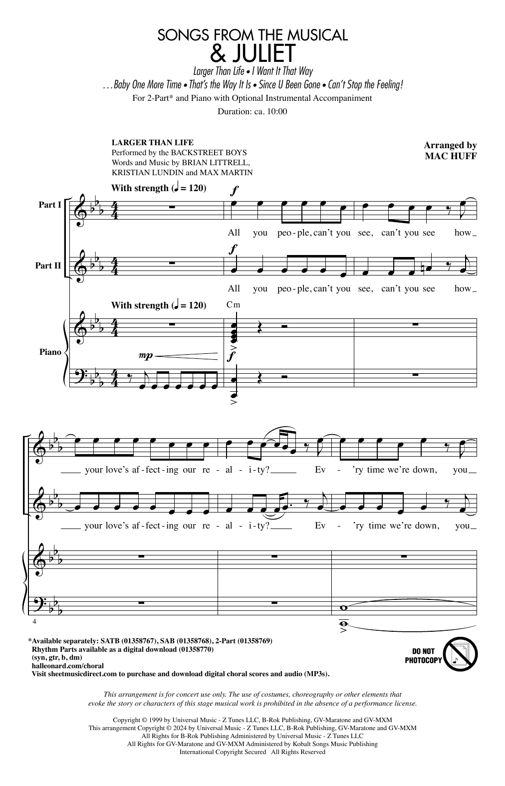 Produktbild zu: Songs from the Musical "& Juliet" (Choral Medley)
