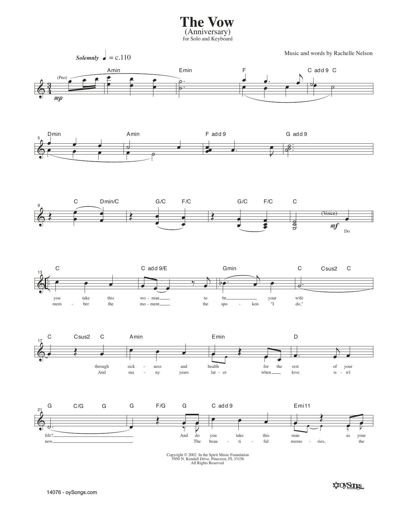 Produktgalerie: Seite 1 von 1 The Vow, Rachelle Nelson, Melodieinstrument