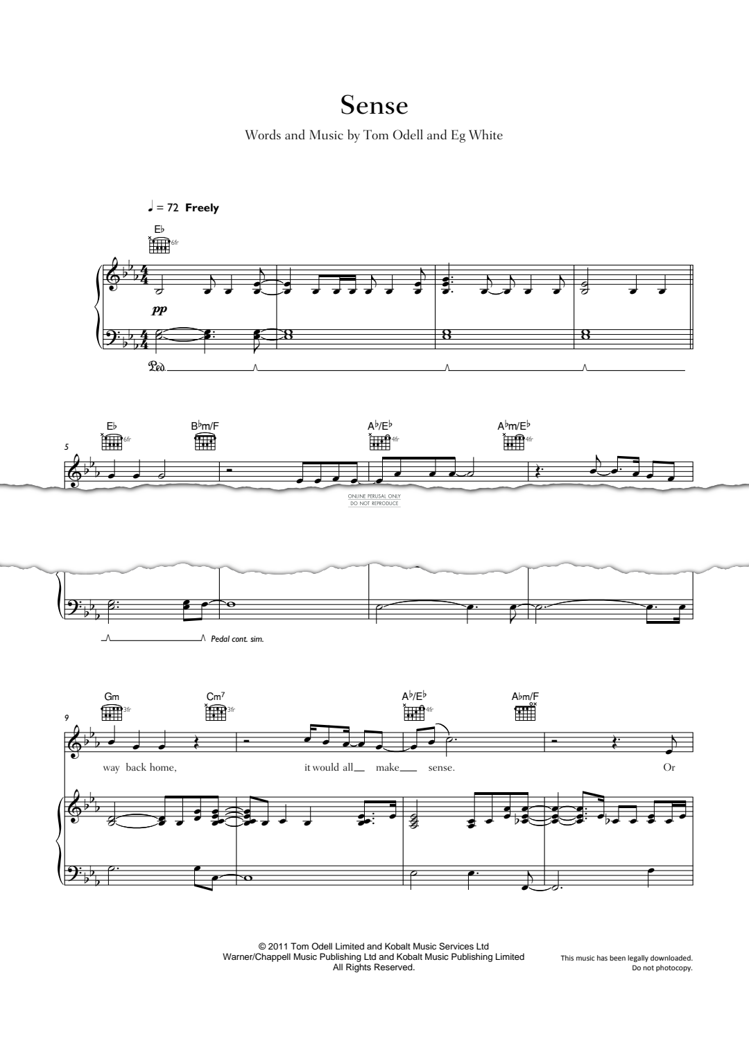 Produktgalerie: Seite 1 von 1 Sense, Tom Odell, Gesang, Gitarre, Klavier