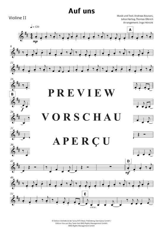 gallery: Auf Uns , Bourani, Andreas, (Geigenquartett)