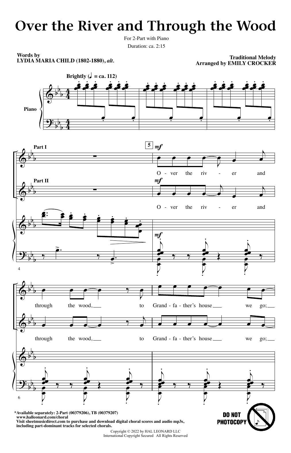 Product gallery: Page 1 of 1 Over The River And Through The Wood (arr. Emily Crocker), Traditional Melody