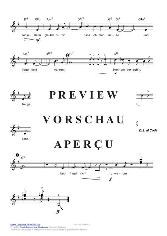 Produktgalerie: Seite 4 von 11 Du glaubst mir nicht, dass ich dich liebe (Warum nur, warum) , Gildo, Rex,  (Melodie-Stimmen in C/B/Es)