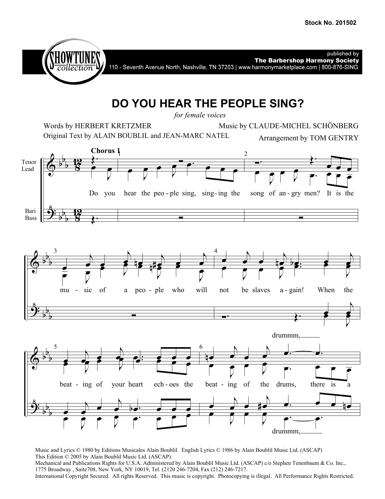 Produktgalerie: Seite 1 von 1 Do You Hear The People Sing? (from Les Miserables) (arr. Tom Gentry), Boublil & Schonberg, Chor