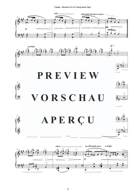 Produktgalerie: Seite 6 von 11 4 Mazurkas Op. 6 für Klavier - Vollständige Partituren, , Klavier Solo