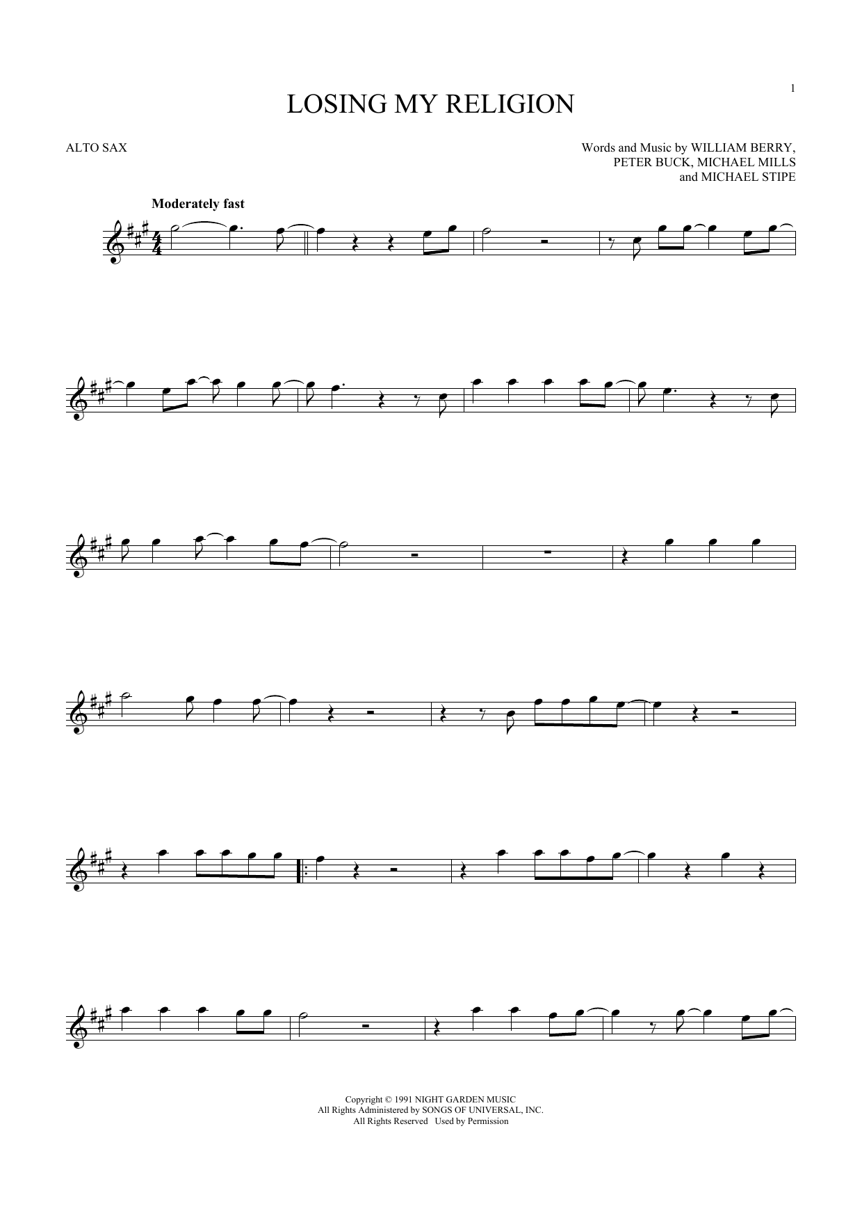 Product gallery: Page 1 of 1 Losing My Religion, R.E.M.