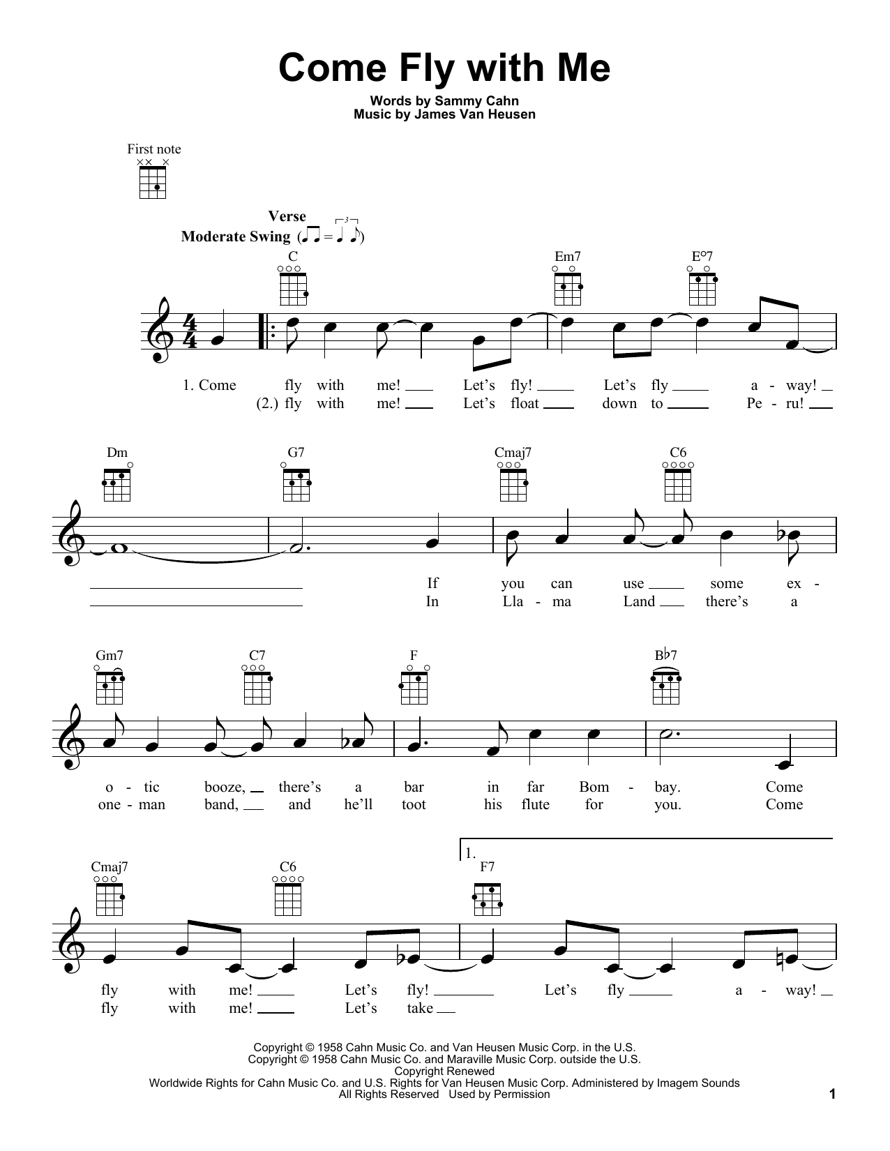 Product gallery: Page 1 of 1 Come Fly With Me, Sammy Cahn