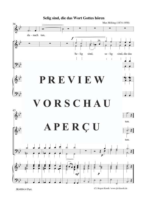 gallery: Selig sind, die das Wort Gottes hören, , Gemischter Chor und Orgel