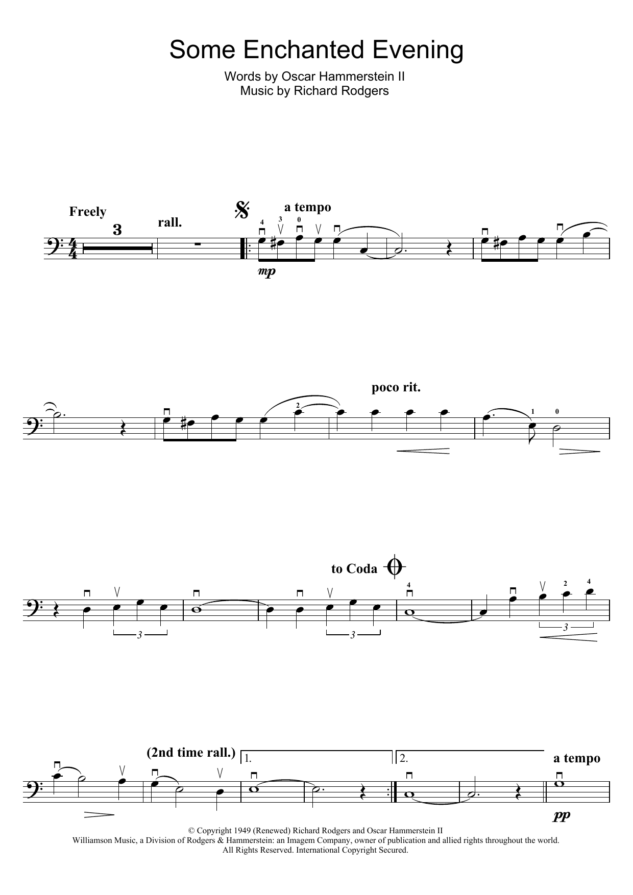 Produktgalerie: Seite 1 von 1 Some Enchanted Evening (from South Pacific), Rodgers & Hammerstein, Violoncello