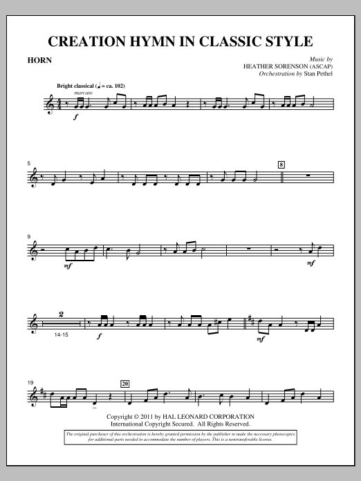 Product picture to: Creation Hymn In Classic Style - F Horn