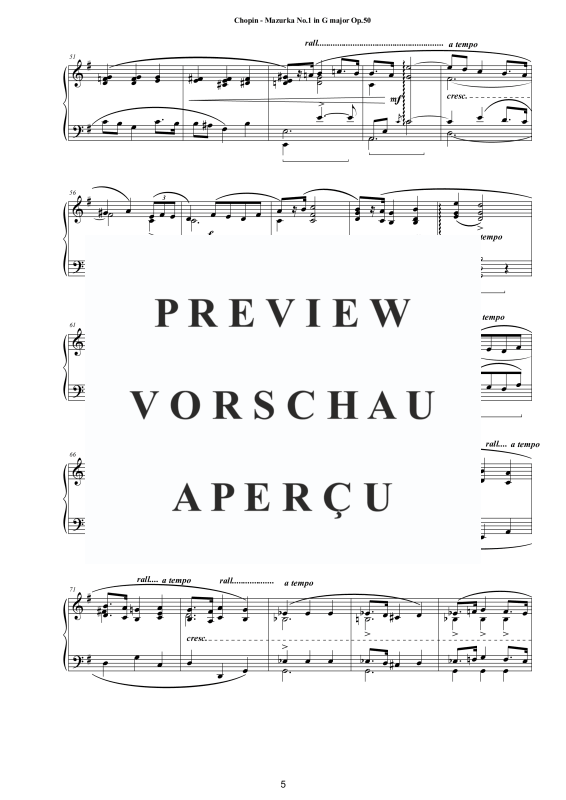 Produktgalerie: Seite 6 von 11 3 Mazurkas Op. 50 für Klavier - Vollständige Partituren, , Klavier Solo
