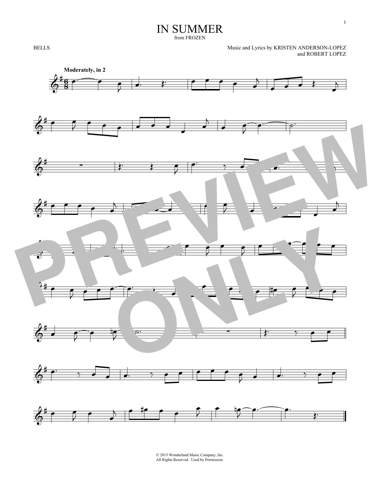Produktgalerie: Seite 1 von 1 In Summer (from Frozen), Josh Gad, Percussion