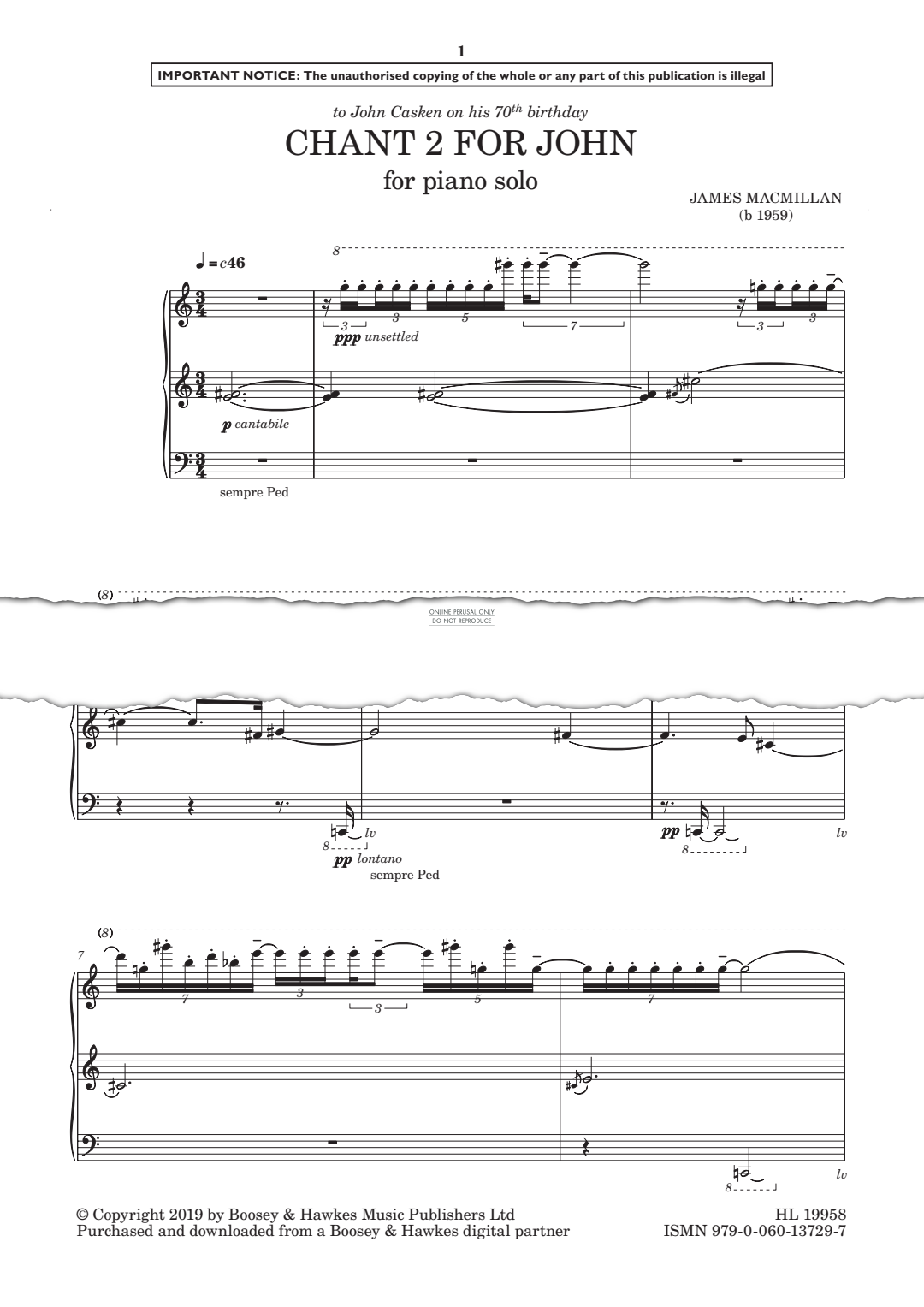 Produktgalerie: Seite 1 von 1 Chant 2 for John, James MacMillan, Klavier