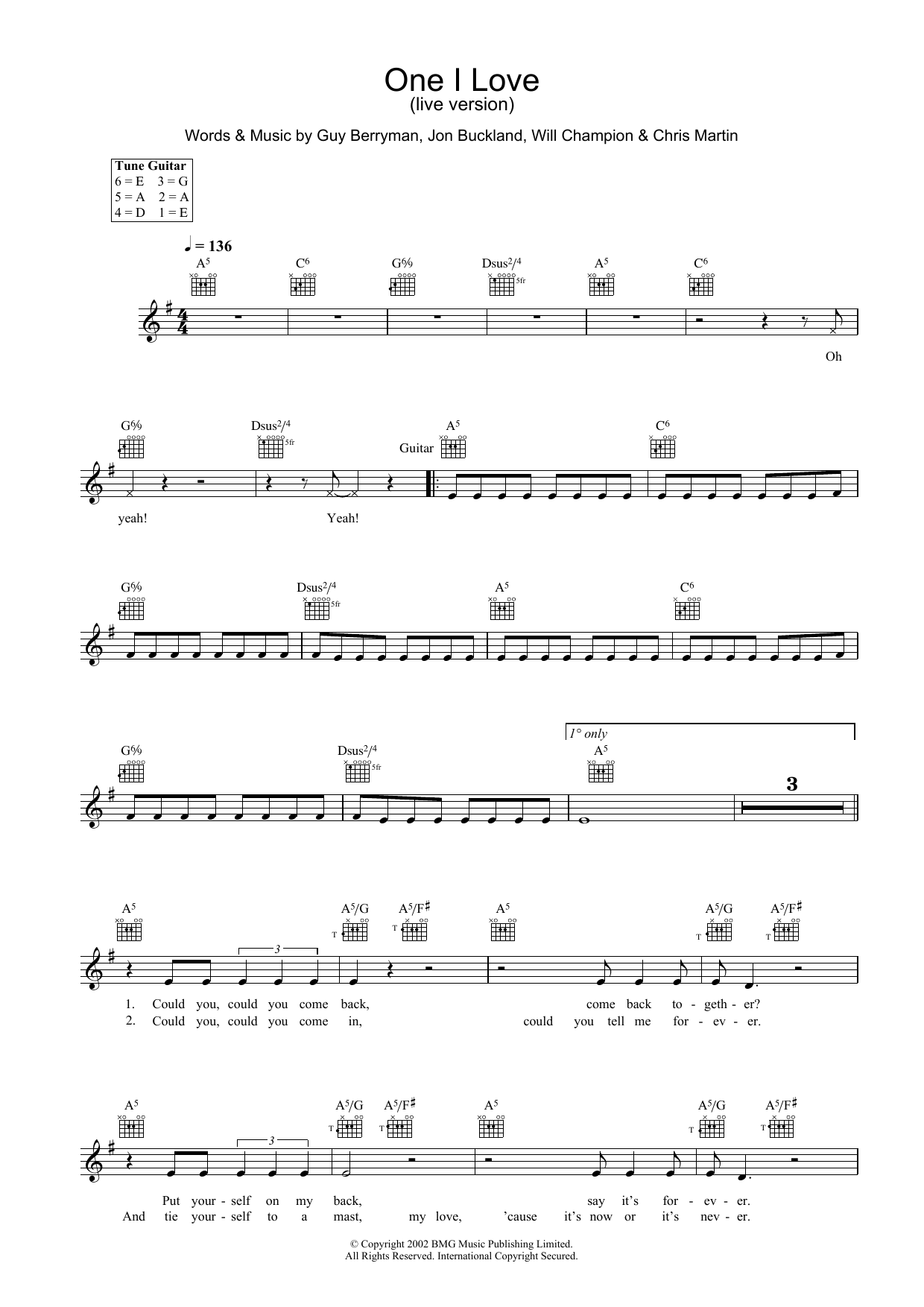 Produktgalerie: Seite 1 von 1 One I Love, Coldplay, Melodieinstrument