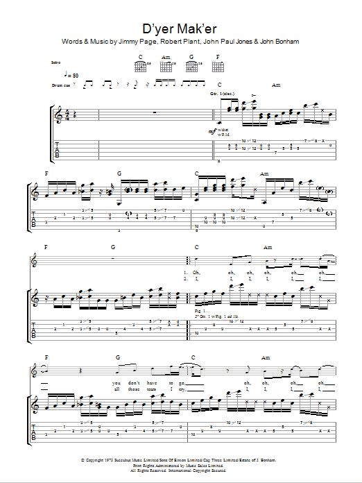 Produktgalerie: Seite 1 von 1 D'yer Mak'er, Led Zeppelin, Gitarre