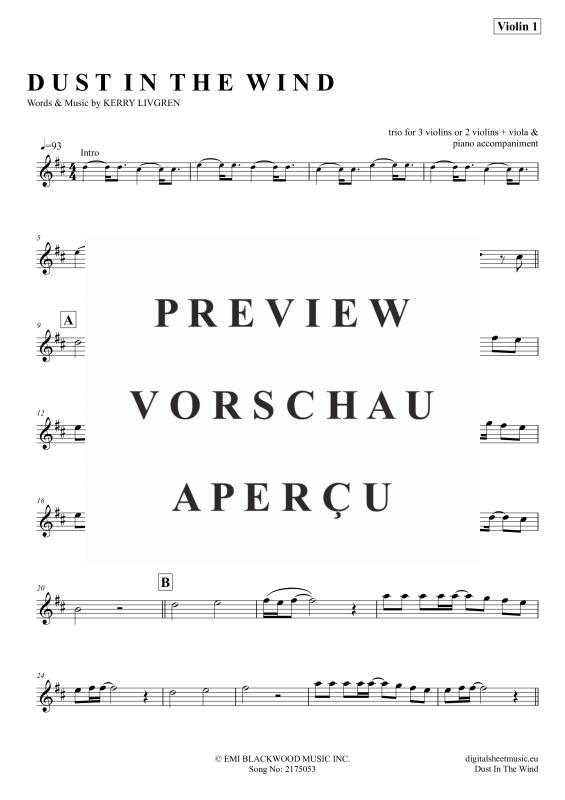 Product gallery: Page 8 of 11 Dust In The Wind, Kansas, (violin trio + piano)
