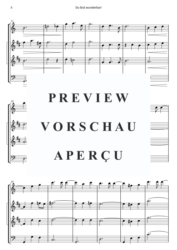 Produktgalerie: Seite 7 von 11 Du bist wunderbar! - Der herzlichste Knef-Song für dein Holzbläserquartett, , Holzbläser Quartett