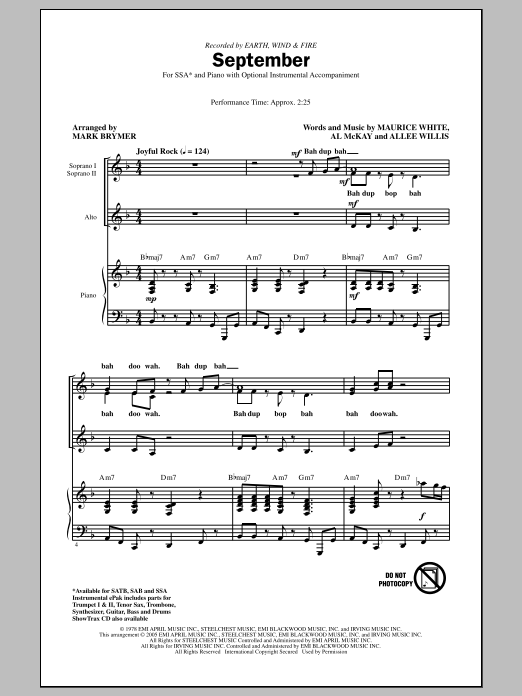 Produktgalerie: Seite 1 von 1 September (arr. Mark Brymer), Earth, Wind & Fire, Chor