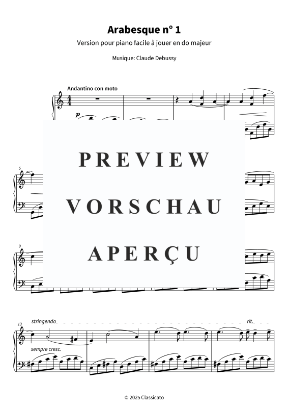 gallery: Arabesque - Version pour piano facile à jouer en do majeur, , Klavier Solo