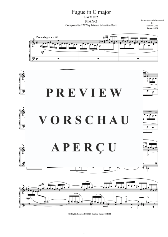 Product gallery: Page 2 of 4 Fuge in C-Dur BWV 952, , Solo Piano