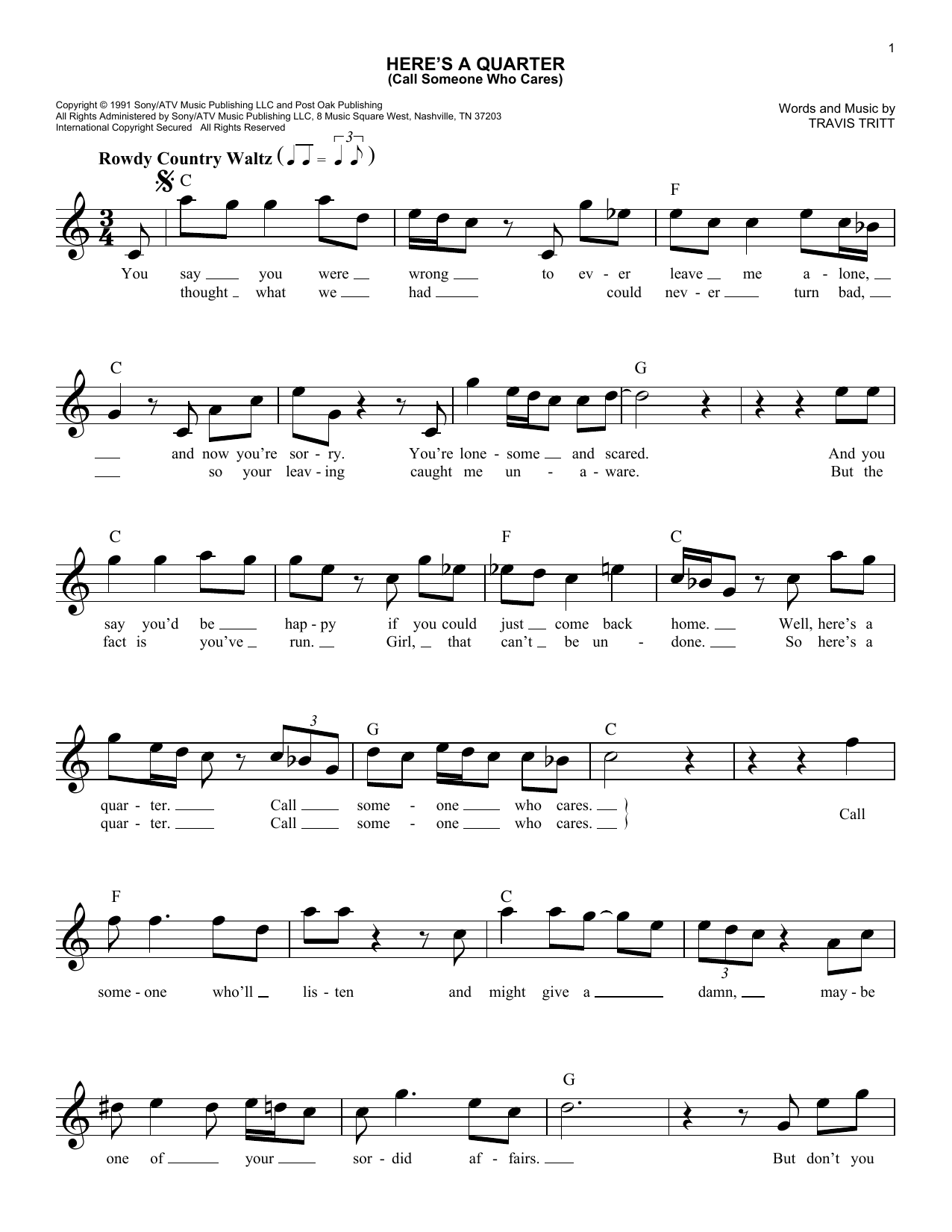 Produktgalerie: Seite 1 von 1 Here's A Quarter (Call Someone Who Cares), Travis Tritt