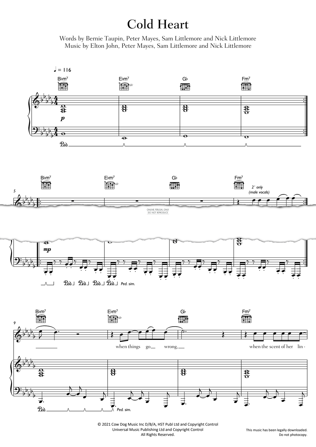 Produktgalerie: Seite 1 von 1 Cold Heart (PNAU Remix), Elton John, Gesang, Gitarre, Klavier
