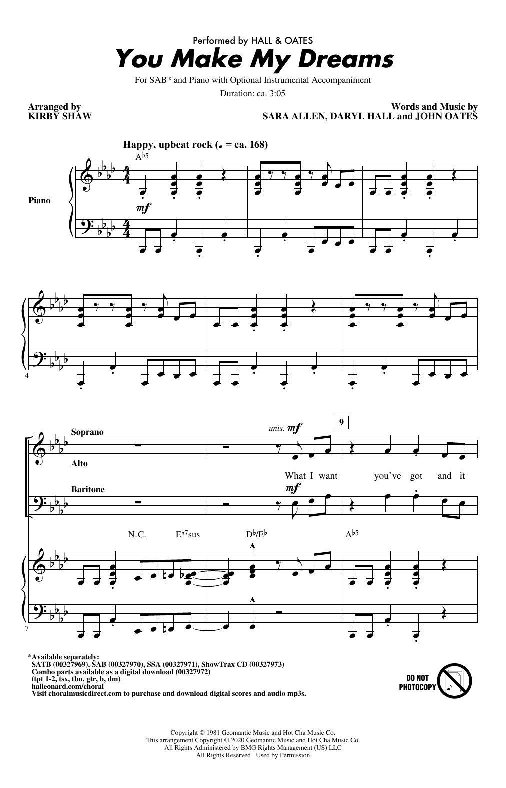 Produktbild zu: You Make My Dreams (arr. Kirby Shaw)