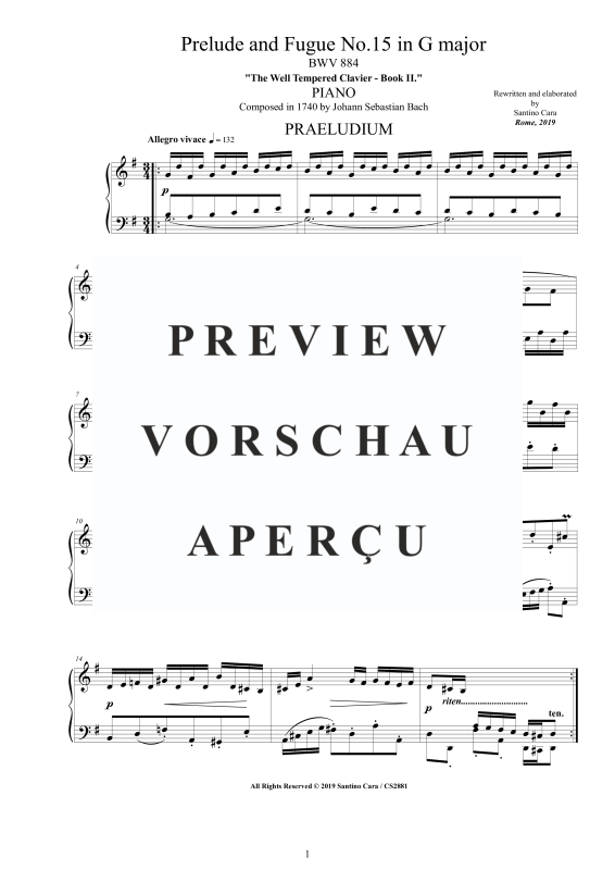 Product gallery: Page 2 of 7 Prelude and Fugue No.15 in G major BWV 884, , Solo Piano