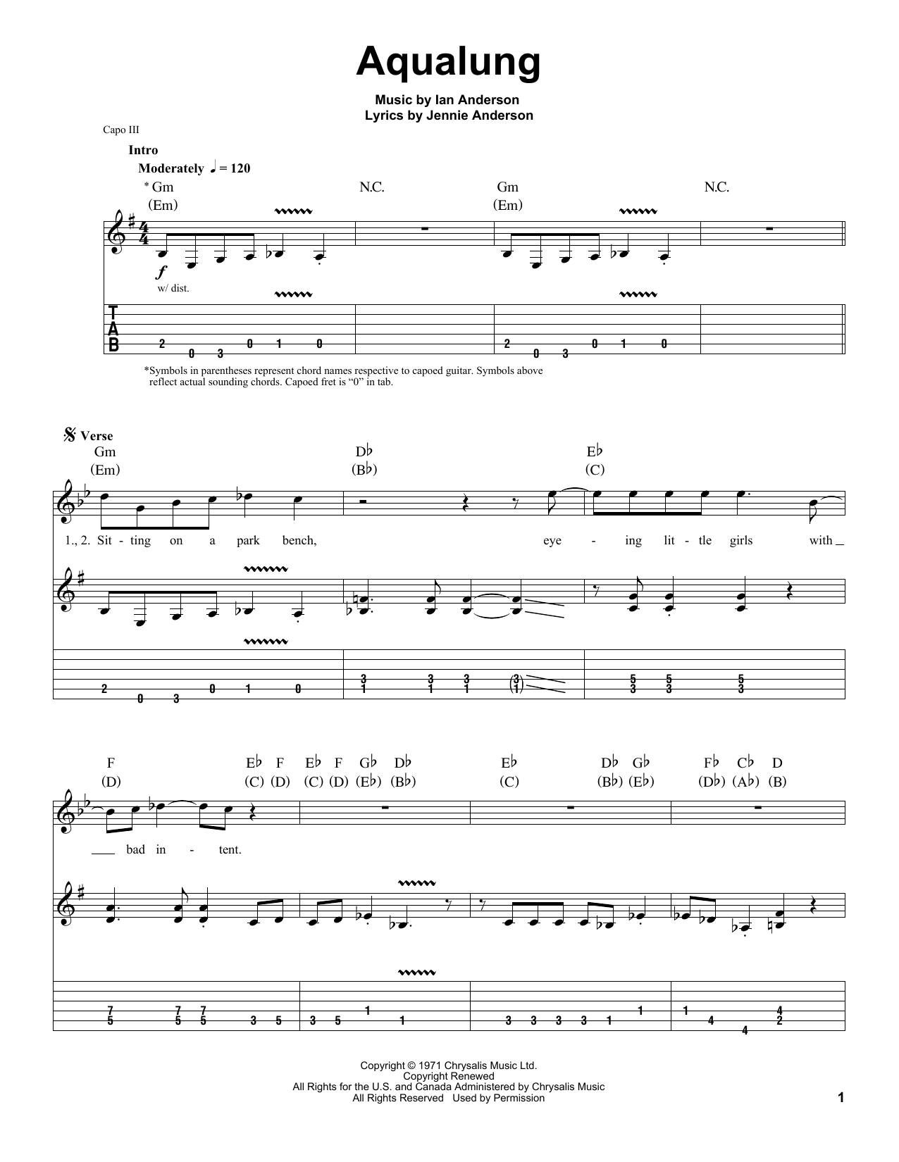 Produktgalerie: Seite 1 von 1 Aqualung, Jethro Tull, Gitarre