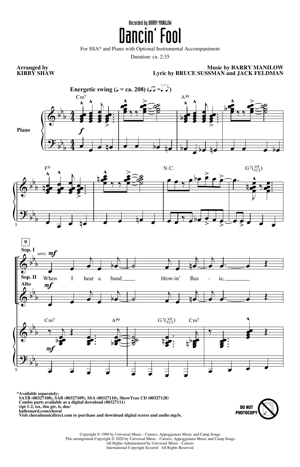 Produktgalerie: Seite 1 von 1 Dancin' Fool (arr. Kirby Shaw), Barry Manilow, Chor