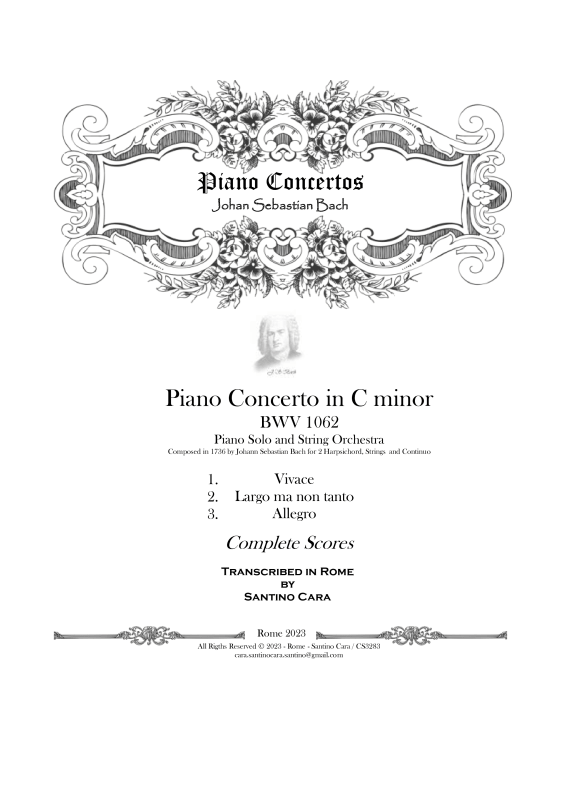 cover: Klavierkonzert C-Moll BWV 1062, , Klavier Solo und Streichorchester