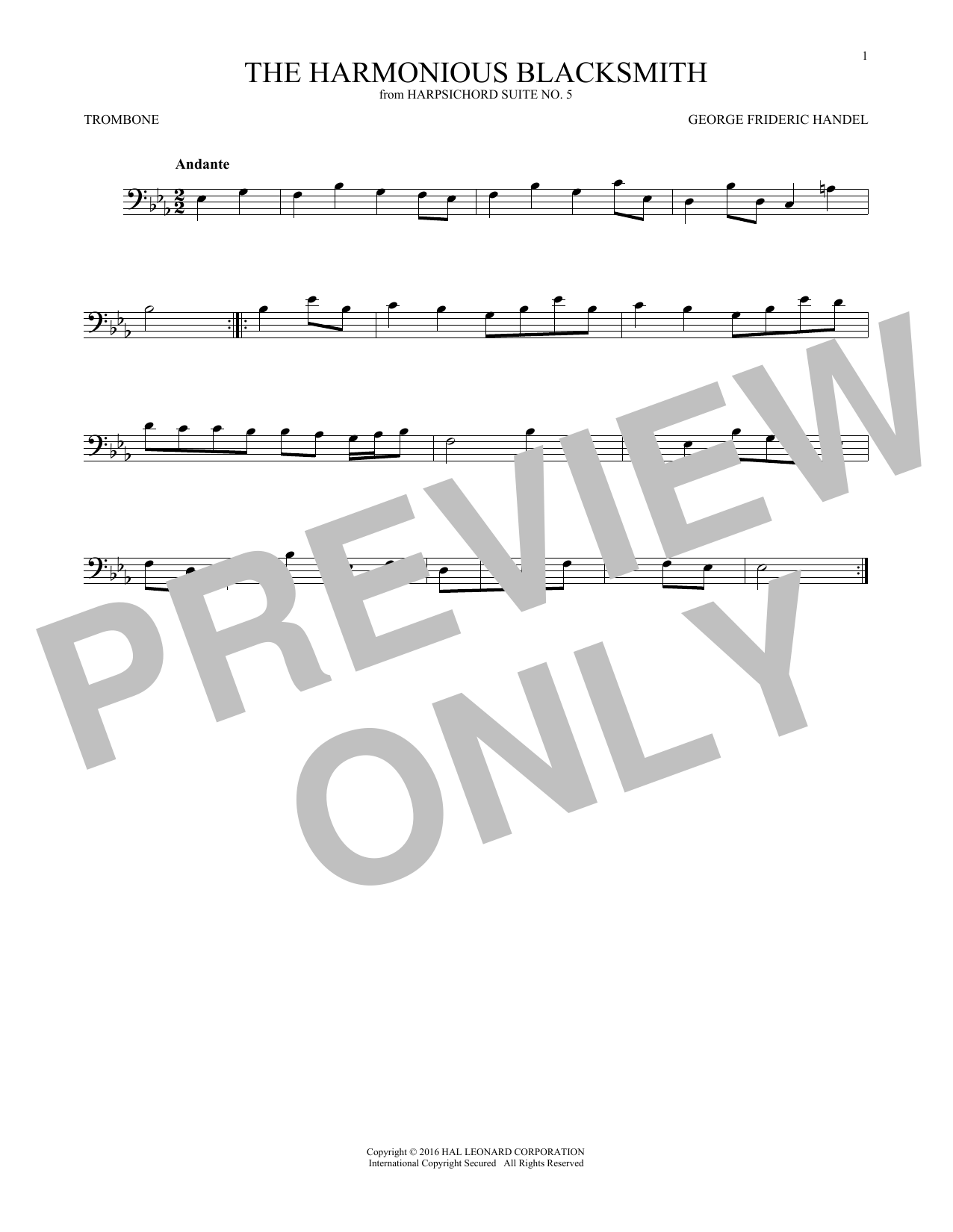 Product gallery: Page 1 of 1 Harmonious Blacksmith, George Frideric Handel