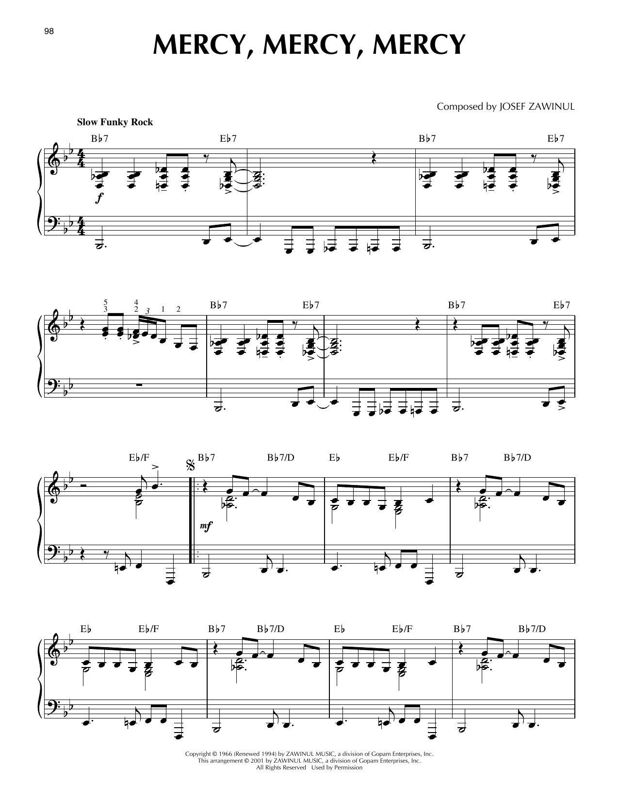 Product picture to: Mercy, Mercy, Mercy (arr. Brent Edstrom) [Jazz version]