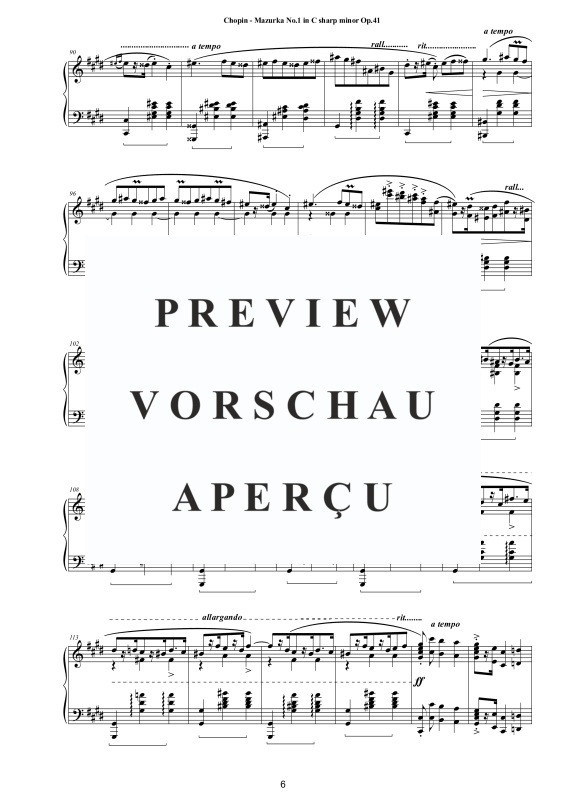 Produktgalerie: Seite 7 von 11 4 Mazurkas Op. 41 für Klavier - Vollständige Partituren, , Klavier Solo