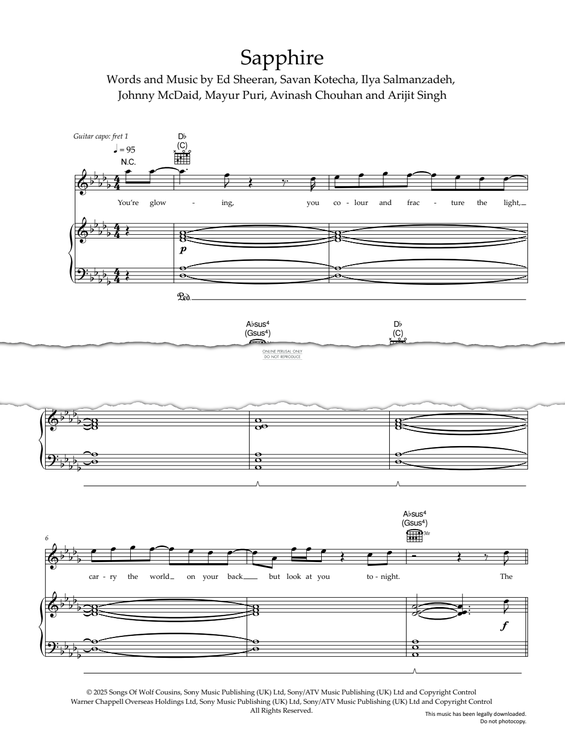 Produktgalerie: Seite 1 von 1 Sapphire, Ed Sheeran, Gesang, Gitarre, Klavier