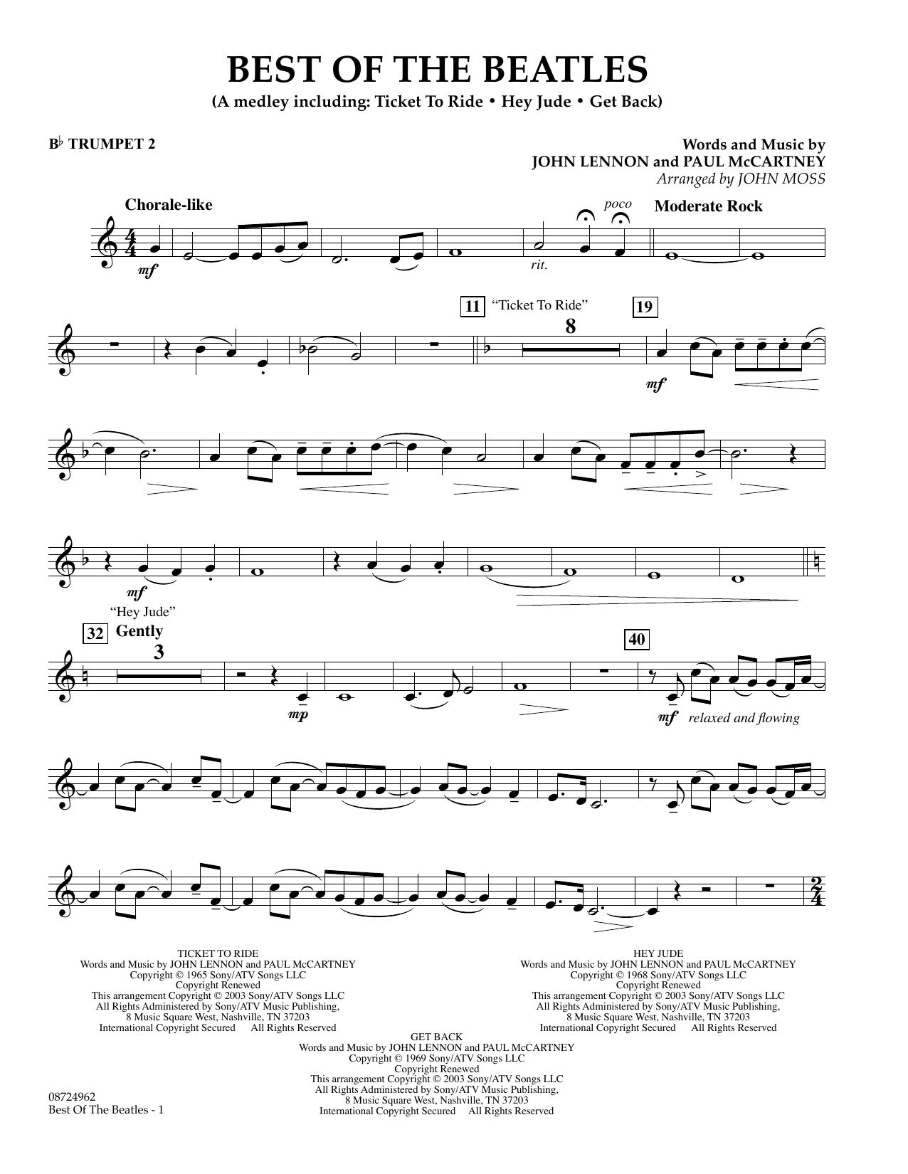 Produktgalerie: Seite 1 von 1 Best of the Beatles - Bb Trumpet 2, John Moss, Ensemble