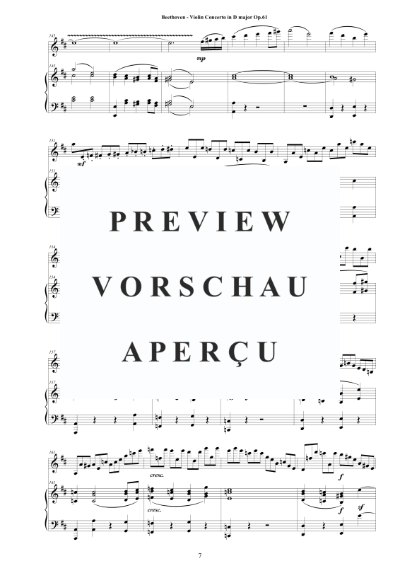 Produktgalerie: Seite 8 von 11 Violin Concerto in D major Op.61 for Violin and Piano - Score and Part, , Violine und Klavier