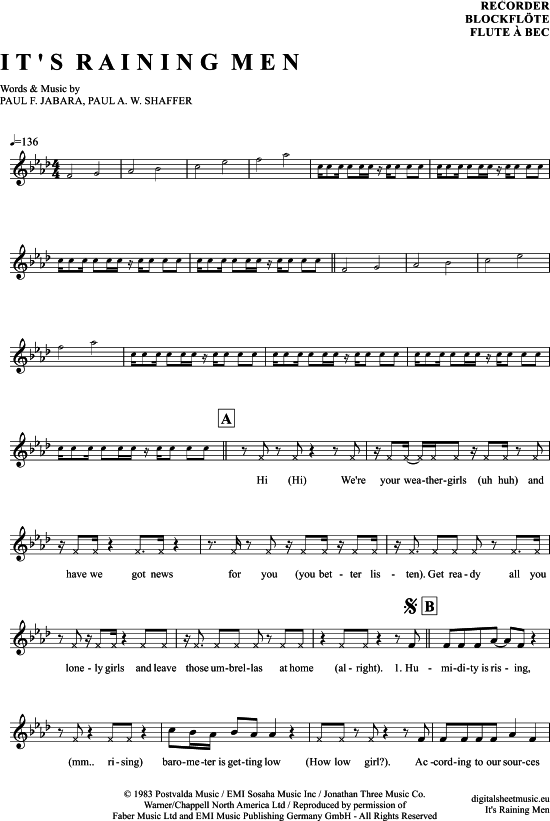 Product gallery: Page 1 of 4 It´s raining men , Weather Girls, (recorder)