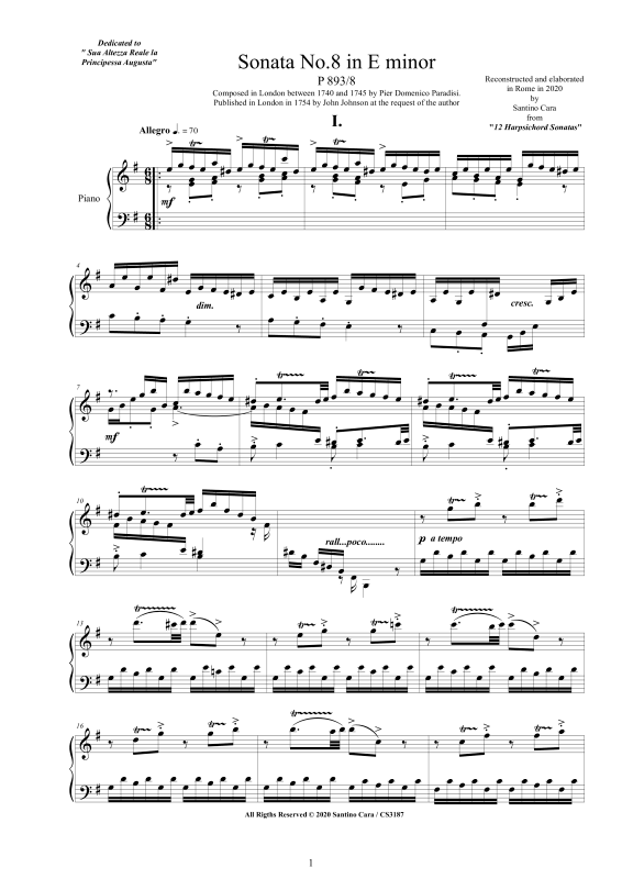 Produktbild zu: Sonate Nr. 8 in E-MollPier Domenico Paradisi