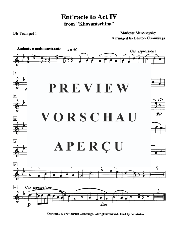 Product gallery: Page 11 of 11 Ent'racte to Act IV from "Khovantschina", , Brass Ensemble