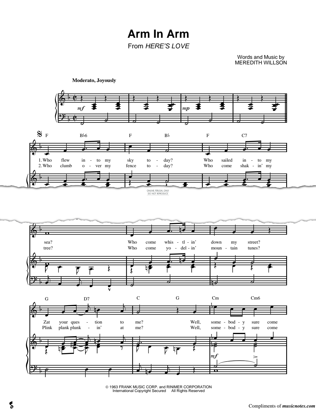 Produktgalerie: Seite 1 von 1 Arm In Arm, Meredith Willson, Gesang, Klavier