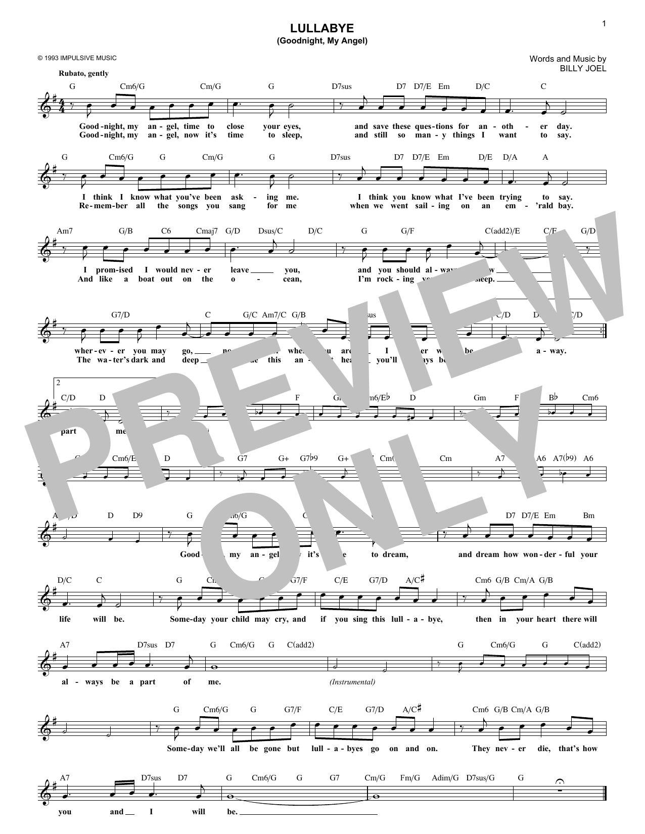 Produktbild zu: Lullabye (Goodnight, My Angel)